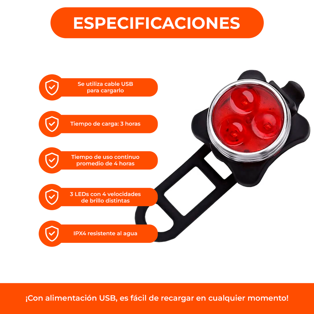 Luz Para Bicicleta Seguridad Luz Led Blanca Roja