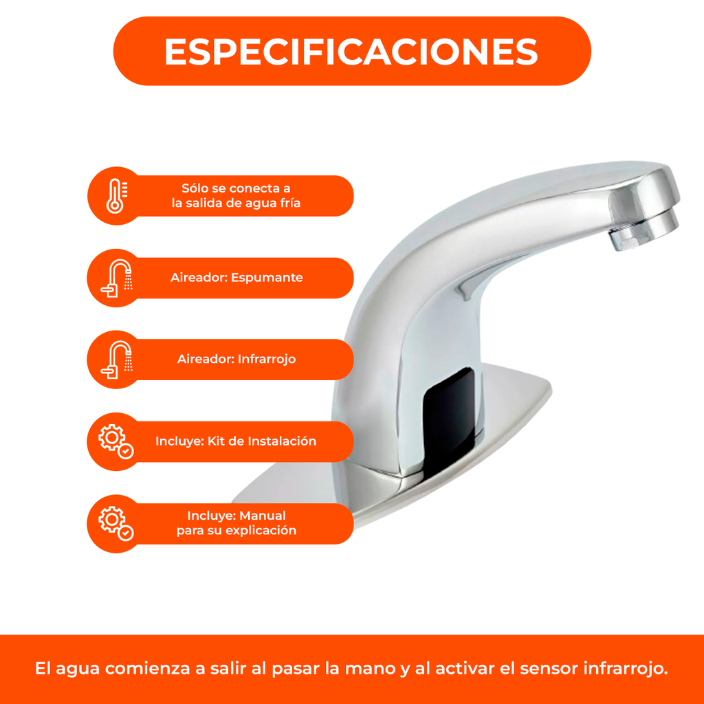 Griferia Con Sensor Infrarrojo Canilla Mesada Monocomando