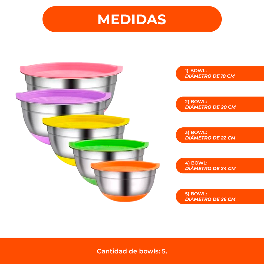 Set x5 Bowls con Tapa