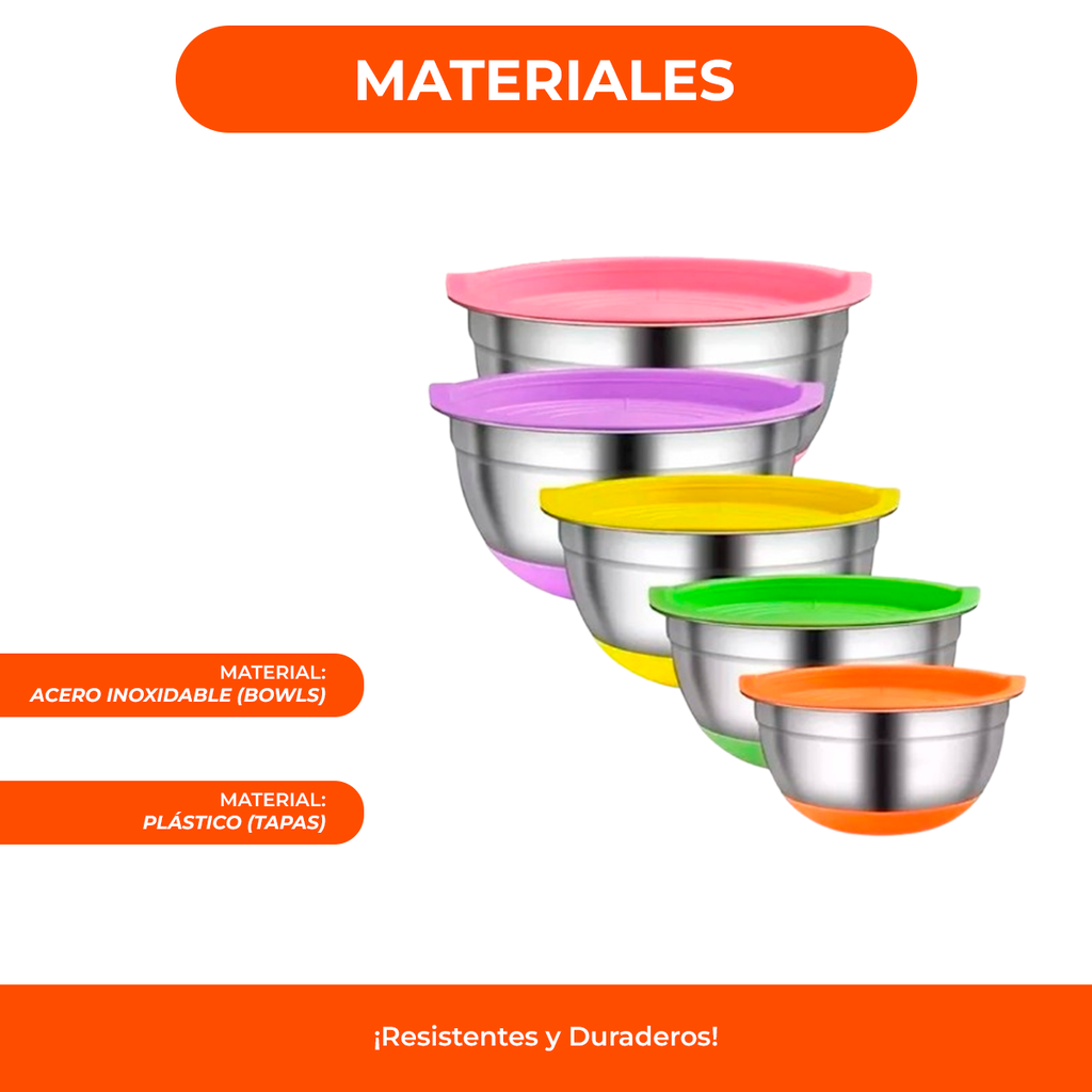 Set x5 Bowls con Tapa