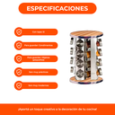 Especiero Condimentero Giratorio X16 Acero Inox Redondo Mast