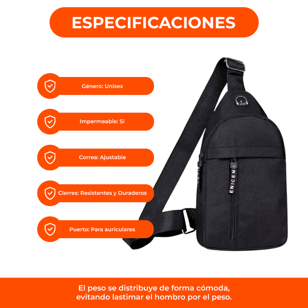 Bolso Bandolera Ajustable Mochila de 1 Hombro