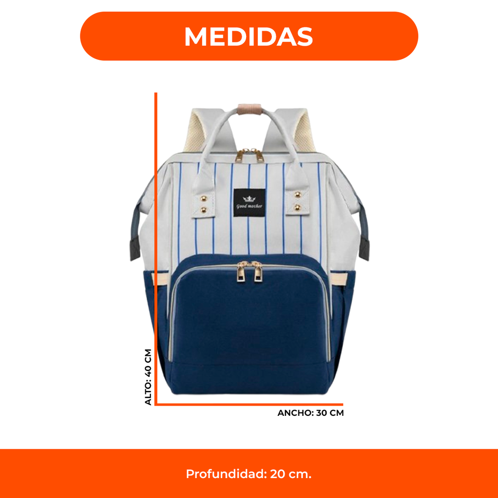 Mochila Urbana Maternal Impermeable Bolsillos Manija