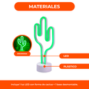 Lampara Velador Neon Luz Led Forma Cactus Con Base