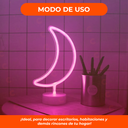 Lampara Velador Neon Luz Led Forma Luna Con Base