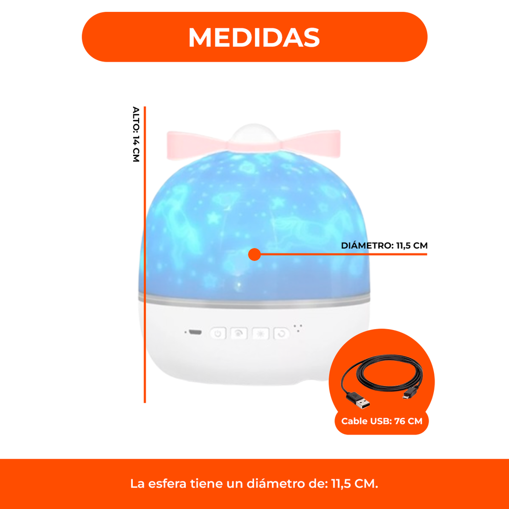 Lampara Velador Proyector 360º Parlante Musical Usb Luces