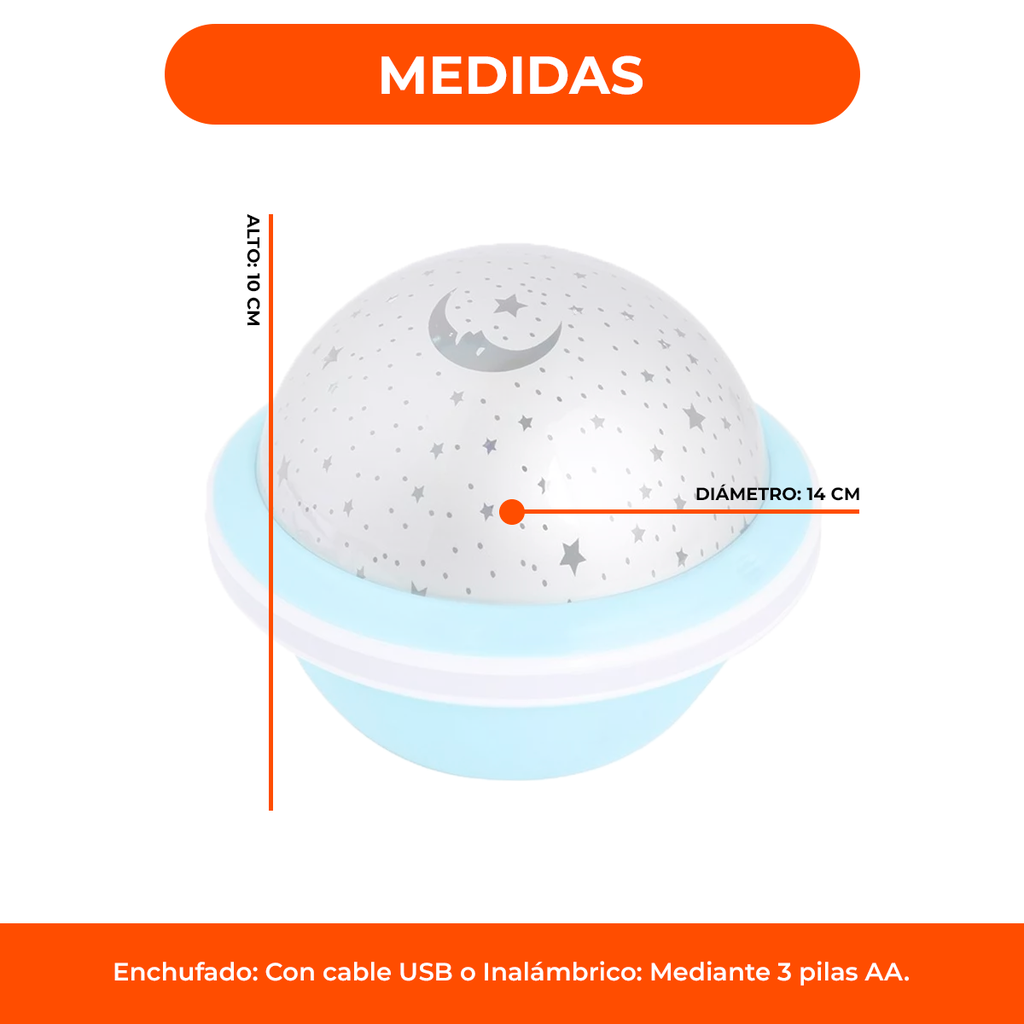 Veladores Infantiles Proyector Estrellas Y Luna Led Lampara