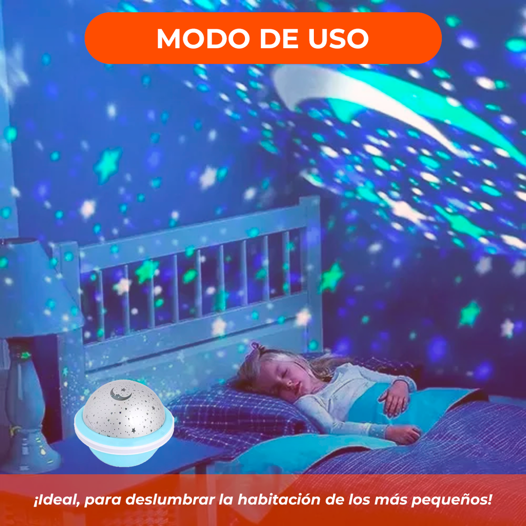 Veladores Infantiles Proyector Estrellas Y Luna Led Lampara