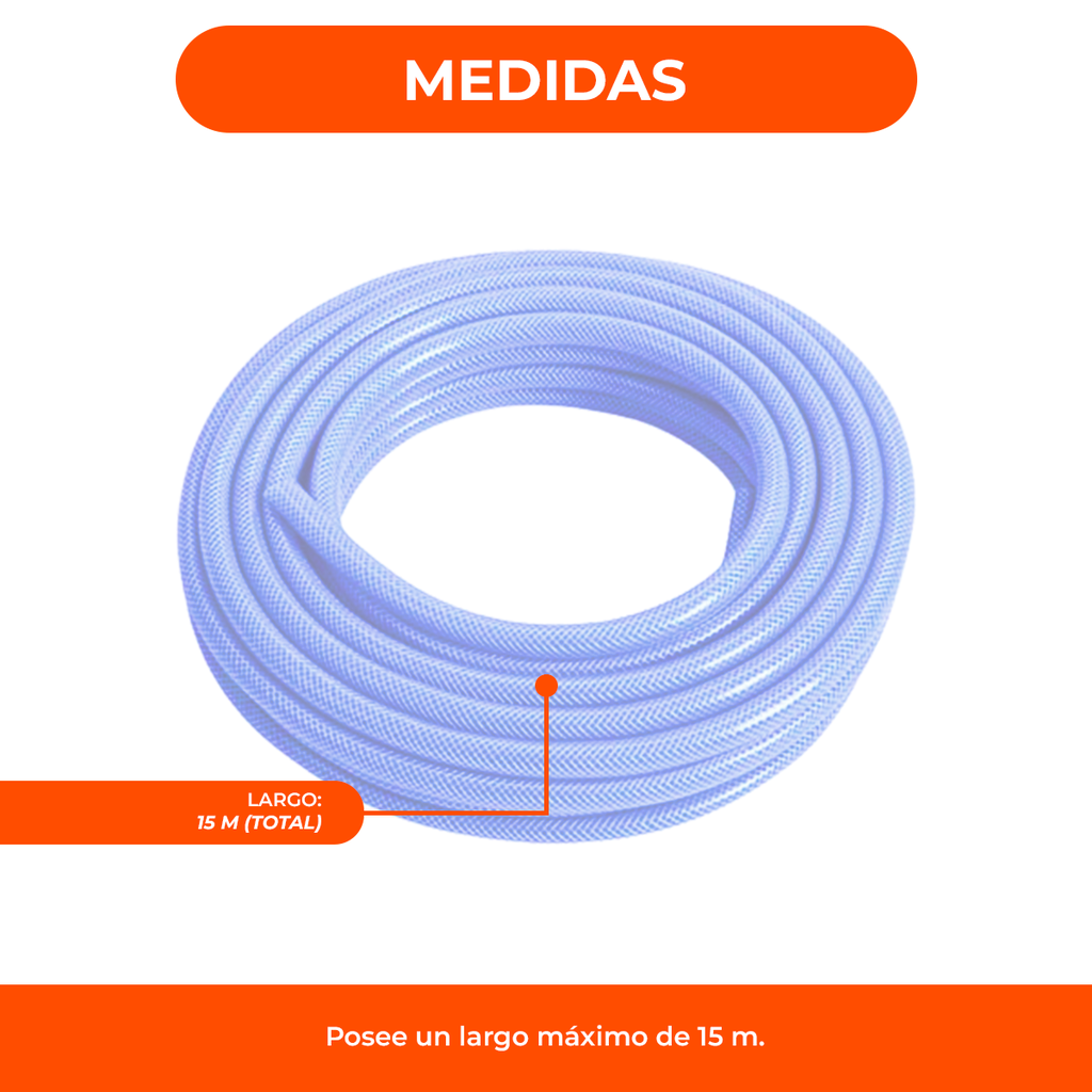 Manguera De Riego Freplast Mallada Trenzada Azul 1/2 X 15 Mt