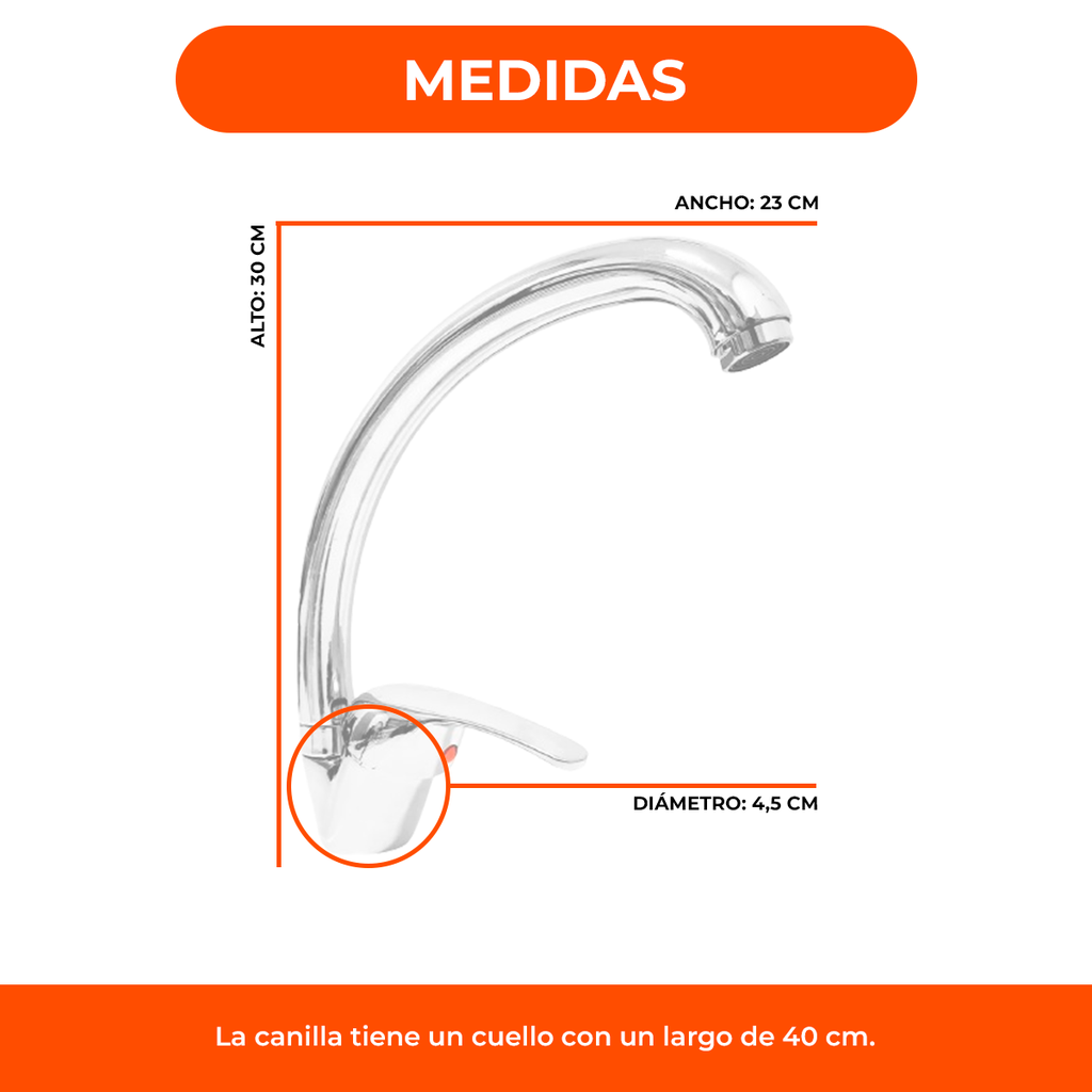 Canilla Griferia Monocomando Cocina Pico Cisne