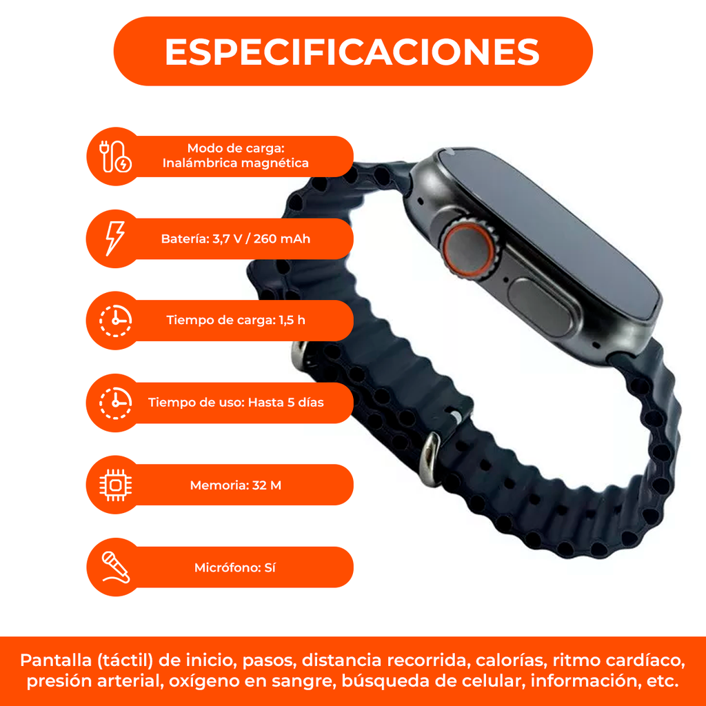 Smartwatch Genérica T500 1.54" caja negra, malla negra