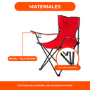 Set 4 Sillas Director Sillón Plegable Playa Camping Pesca Rojo