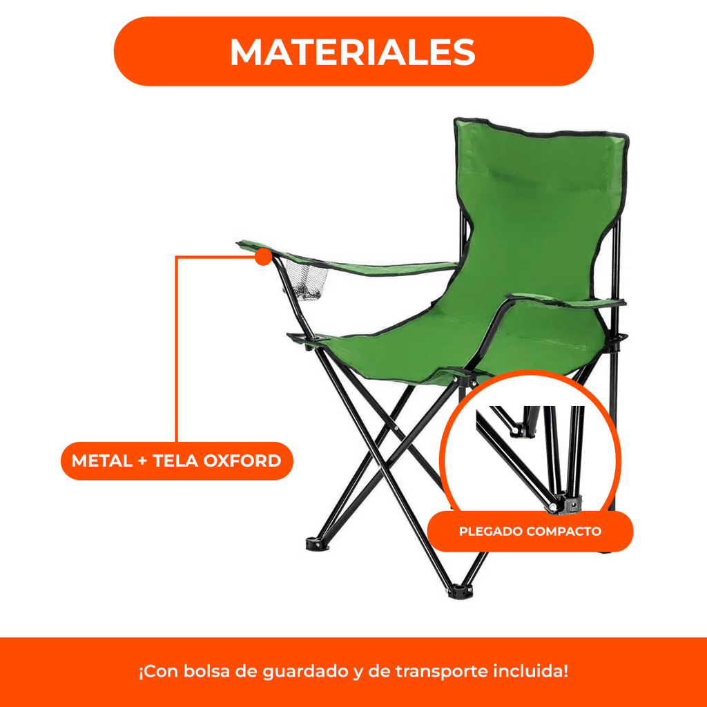 Set 4 Sillas Director Sillón Plegable Playa Camping Pesca Verde