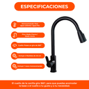 Griferia Mesada Negra Gourmet Extensible Lluvia Cuadrado Lux