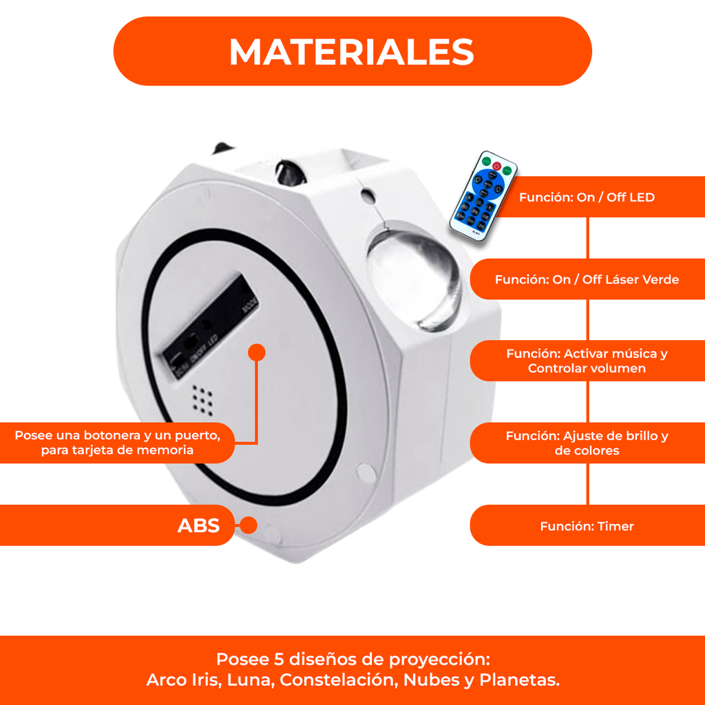 Lampara Velador Proyector Parlante Bluetooth Luz Rgb Control