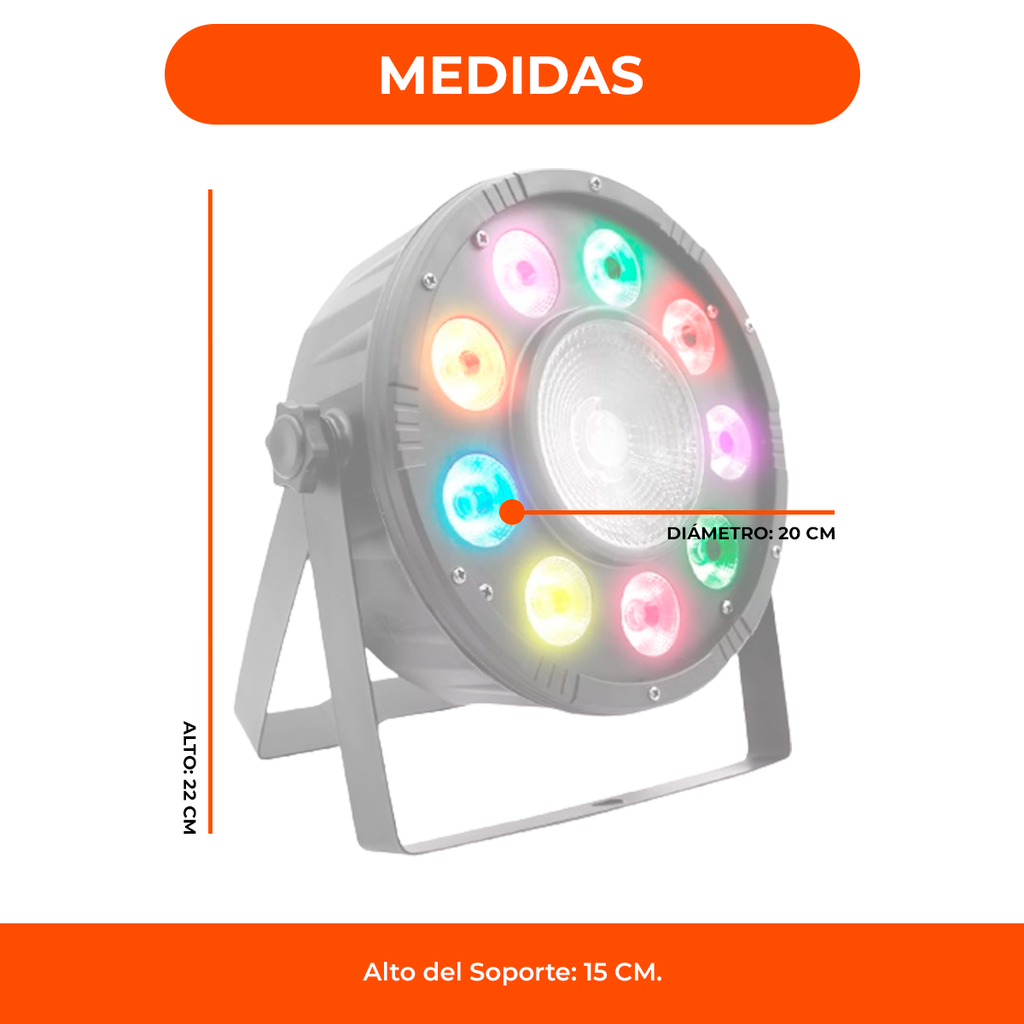 Par Led Negro Proton Rgbw Profesional 9 X 10w + 1 X 30w 120w