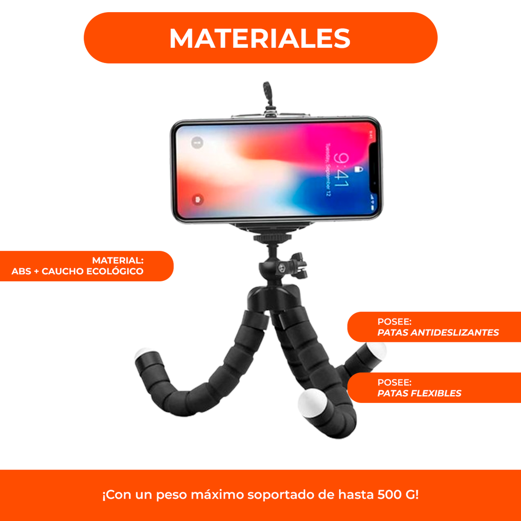 Tripode Celular Flexible + Adaptador Camara Selfie Kit