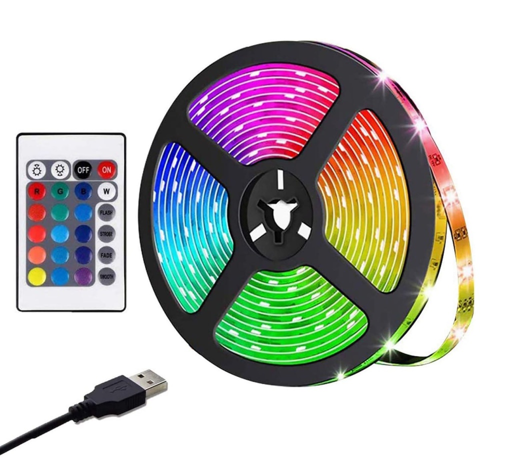 Tira Luz Led Rgb Usb 2m Tv Pc Control Remoto Ext/int Tuning