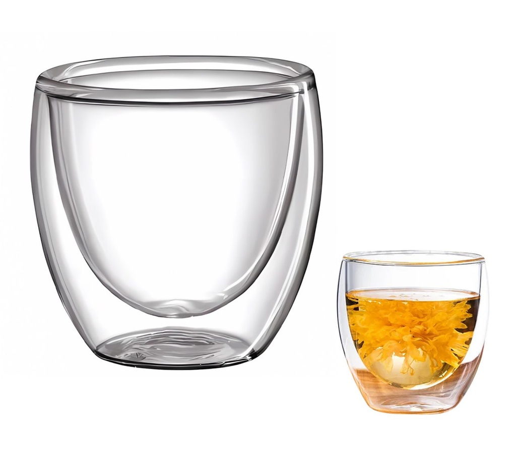 Vaso Doble Vidrio Transparente 250 Cc Cafe Agua Vino.