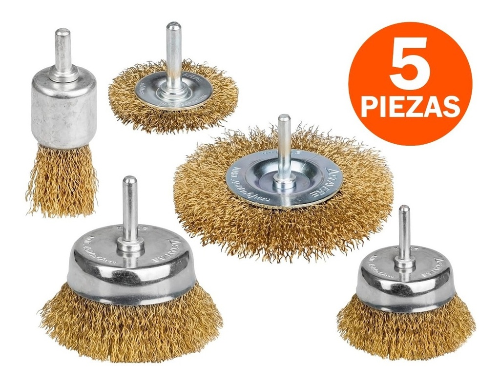 Set Cepillos Para Taladro Kit 5 Piezas Madera Metal Copa