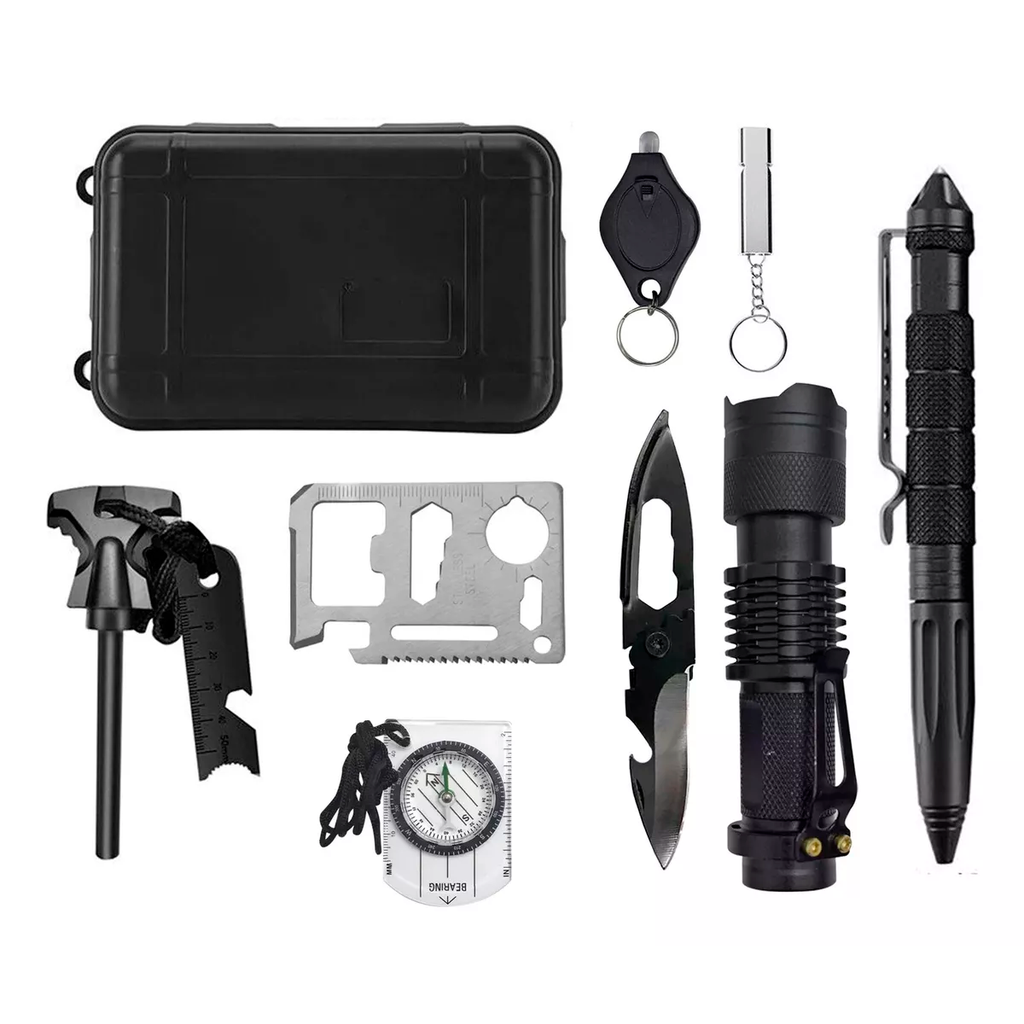 Kit Tactico De Supervivencia Emergencia 10 En 1 Con Estuche