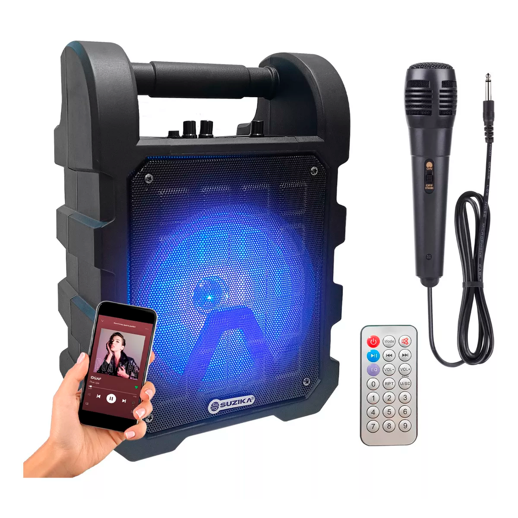 Parlante Portatil Suzika Bluetooth Inalambrico Karaoke + Mic