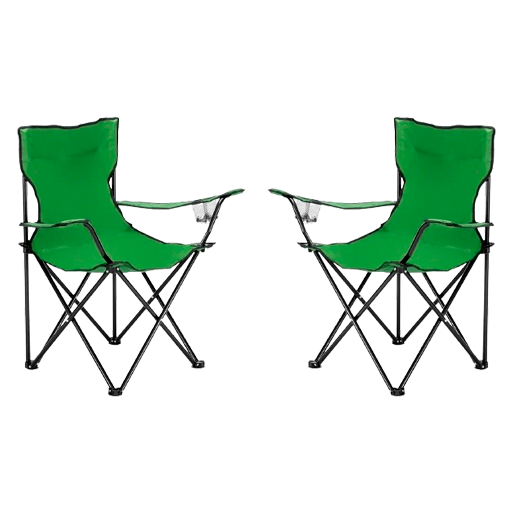 Silla Camping Playa Reforzada Pack X2 Plegable Bolso Large Verde