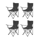 Set 4 Sillas Director Sillón Plegable Playa Camping Pesca Negro