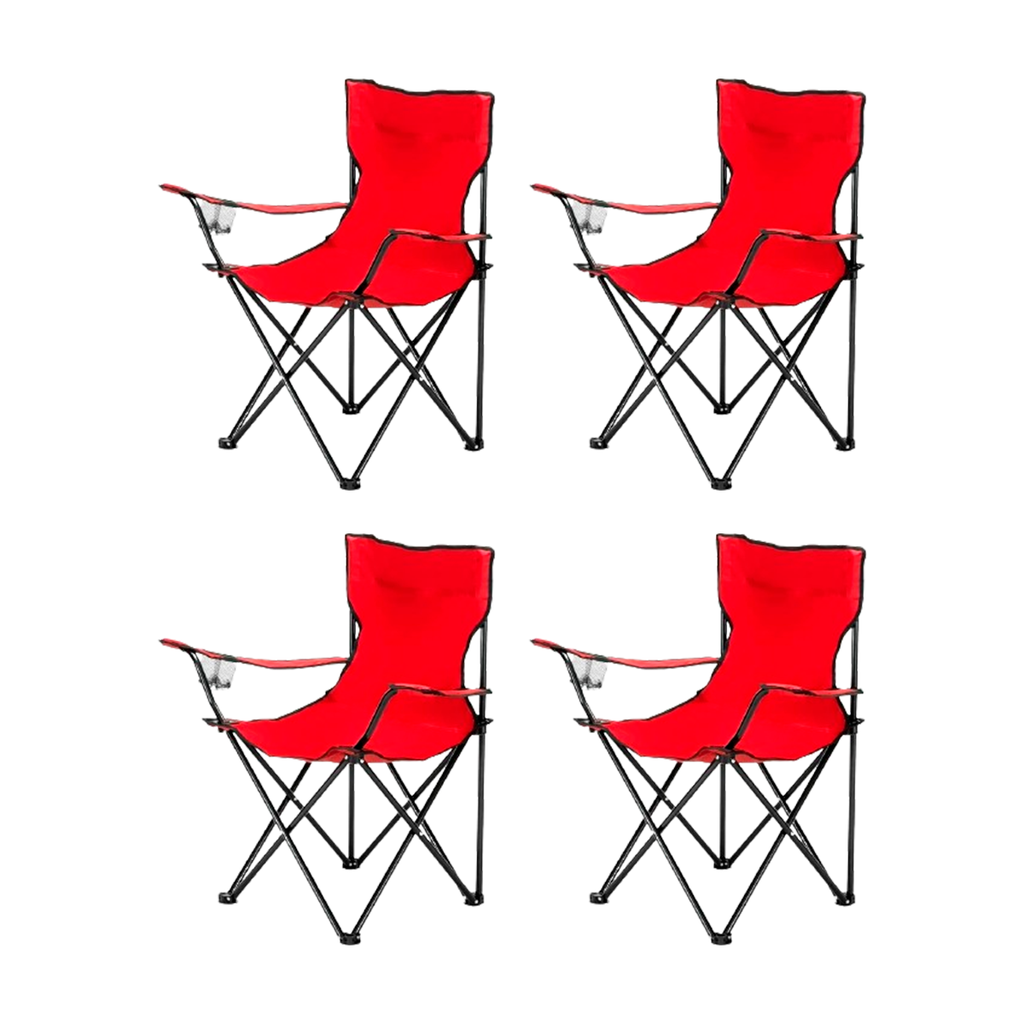 Set 4 Sillas Director Sillón Plegable Playa Camping Pesca Rojo