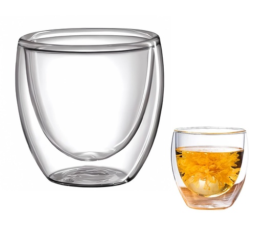 [TZ-03] Vaso Doble Vidrio Transparente 250 Cc Cafe Agua Vino.