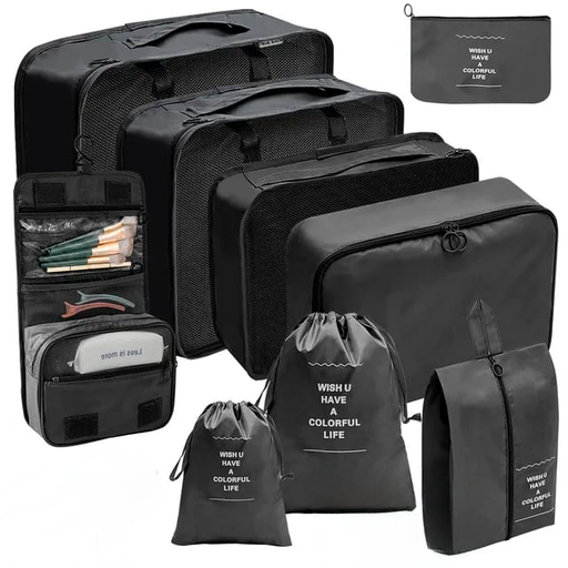 Organizador De Valija Set 9 Piezas Neceser Viaje Bolso Avion