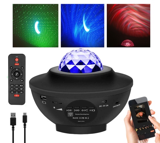 Velador Proyector Lampara Parlante Bluetooth Luz Led Rgbw