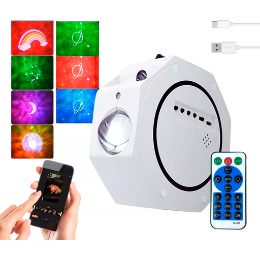 [835-6] Lampara Velador Proyector Parlante Bluetooth Luz Rgb Control